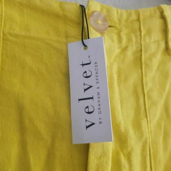 Velvet by Graham & Spencer NWT Yellow Dru Heavy Linen Pant size 6 - Picture 5 of 9